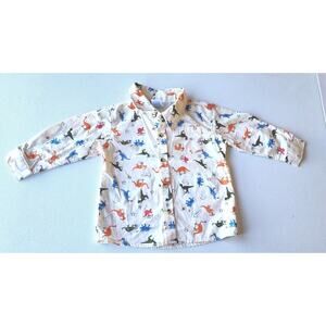 Nannette Kids Boys Size Dinosaur Button Down Long Sleeve Shirt 18 Months Dinos